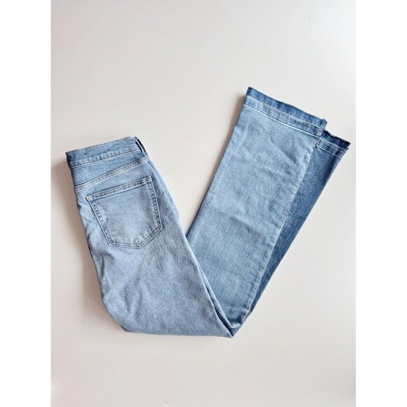 GAP 70's Flare Medium Patched High Rise Flared Leg Step Hem Jeans, Size 27/4 - Picture 5 of 16